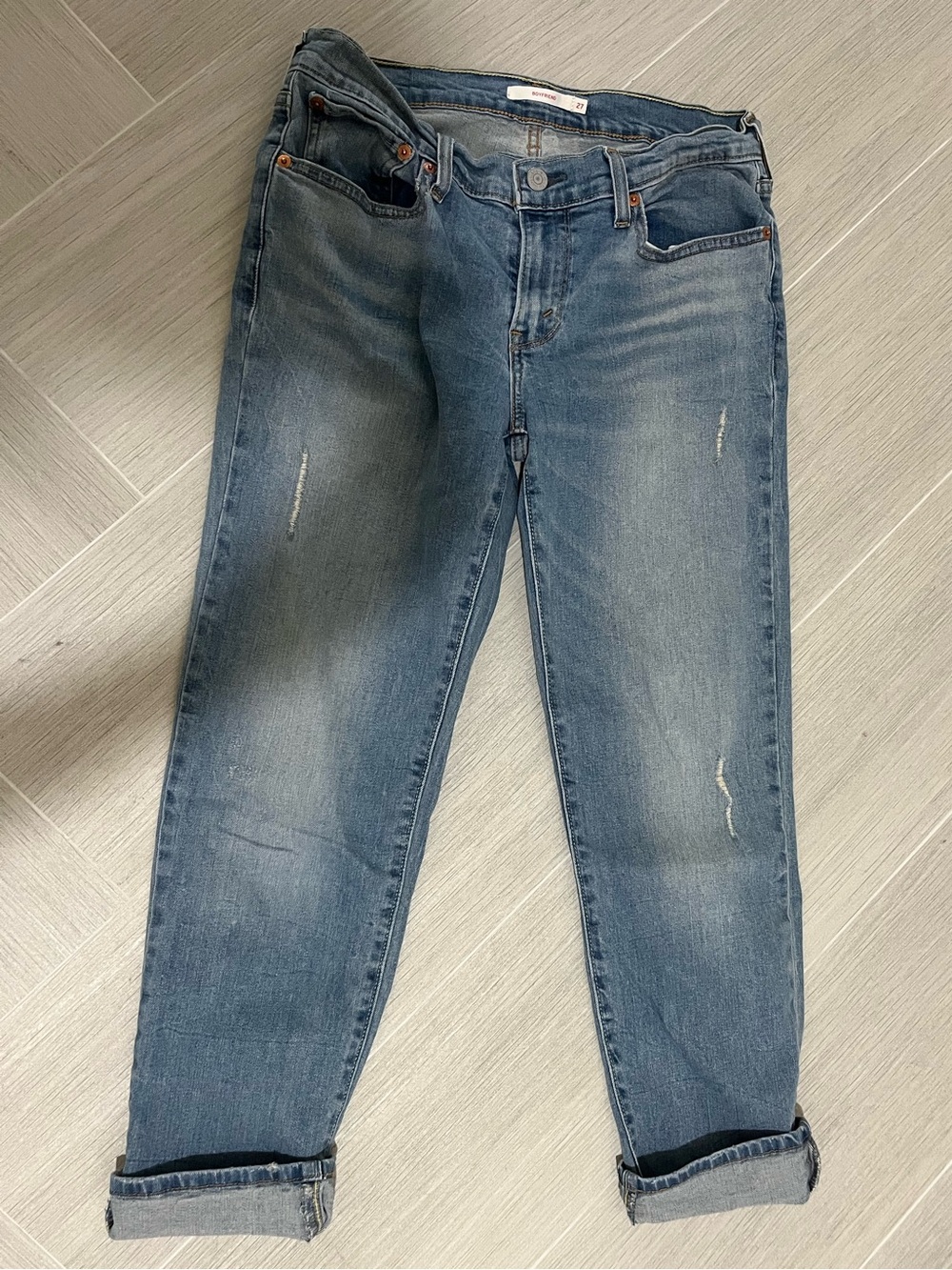 Levi’s boyfriend Distressed Blue Jeans